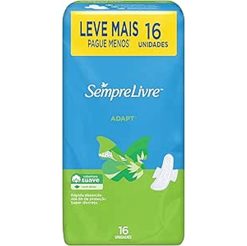 Sempre Livre Absorvente Externo Adapt Com Abas 16 Unidades