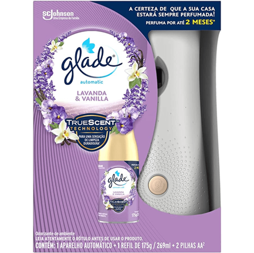 Glade Aromatizador de Ambiente Automático Lavanda e Baunilha, Kit Aparelho e Refil, 269ml