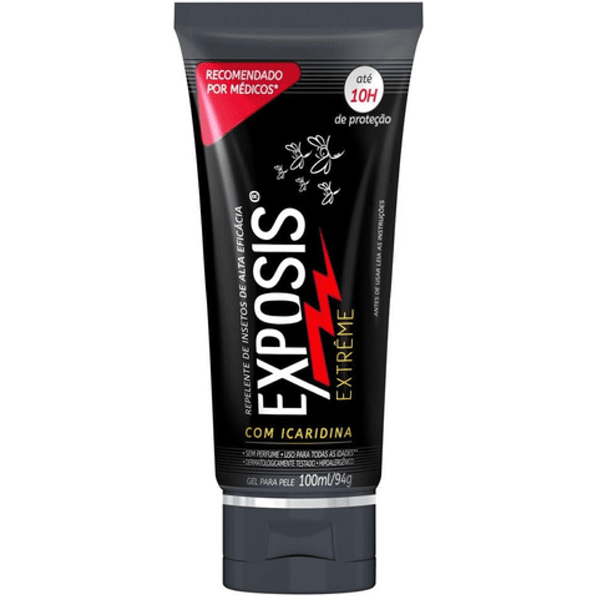 Exposis Extreme, Repelente De Mosquitos E Insetos Com Icaridina, Gel, Alta Eficácia, Até 10h De Proteção, A Partir De 6 Meses, Hipoalergênico E Sem Perfume, Testado Dermatologicamente, 100ml
