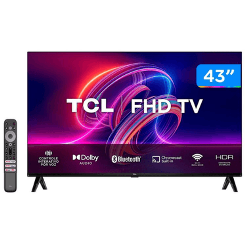 Smart TV 43” Full HD LED TCL 43S5400A Android - Wi-Fi Bluetooth Google Assistente 2 HDMI 1 USB