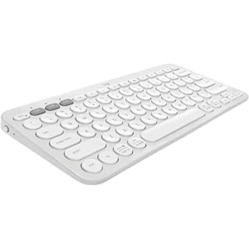 Teclado sem fio Logitech Pebble Keys 2 K380s com Conexão Bluetooth Easy-Switch e Pilha Inclusa - Compatível com PC, Mac, Chrome OS, Android, iOS e Apple TV, Layout US - Branco