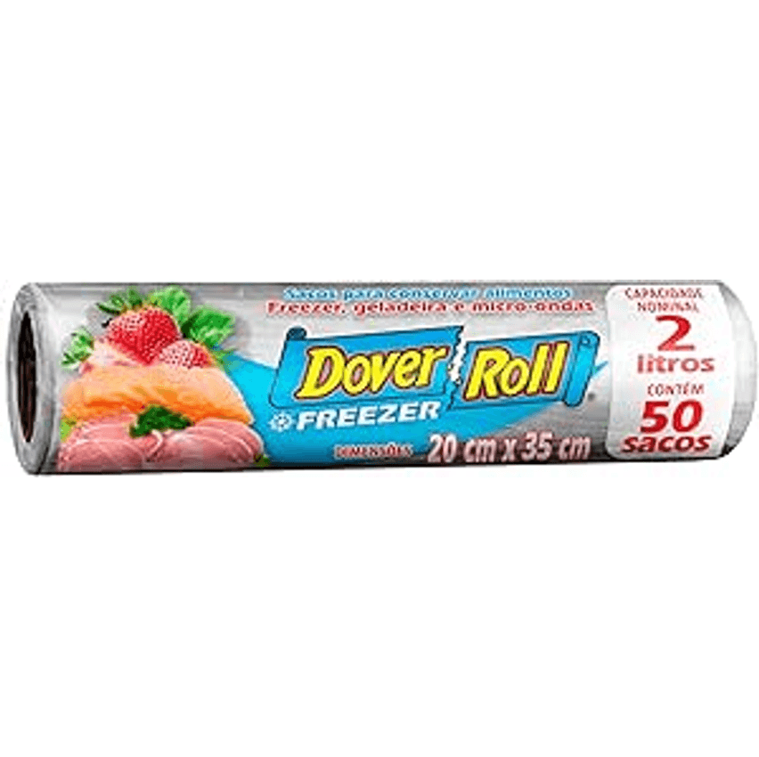 Freezer-Roll Saco Para Alimentos 2 Litros Transparente Rolo Com 50 Sacos Cada