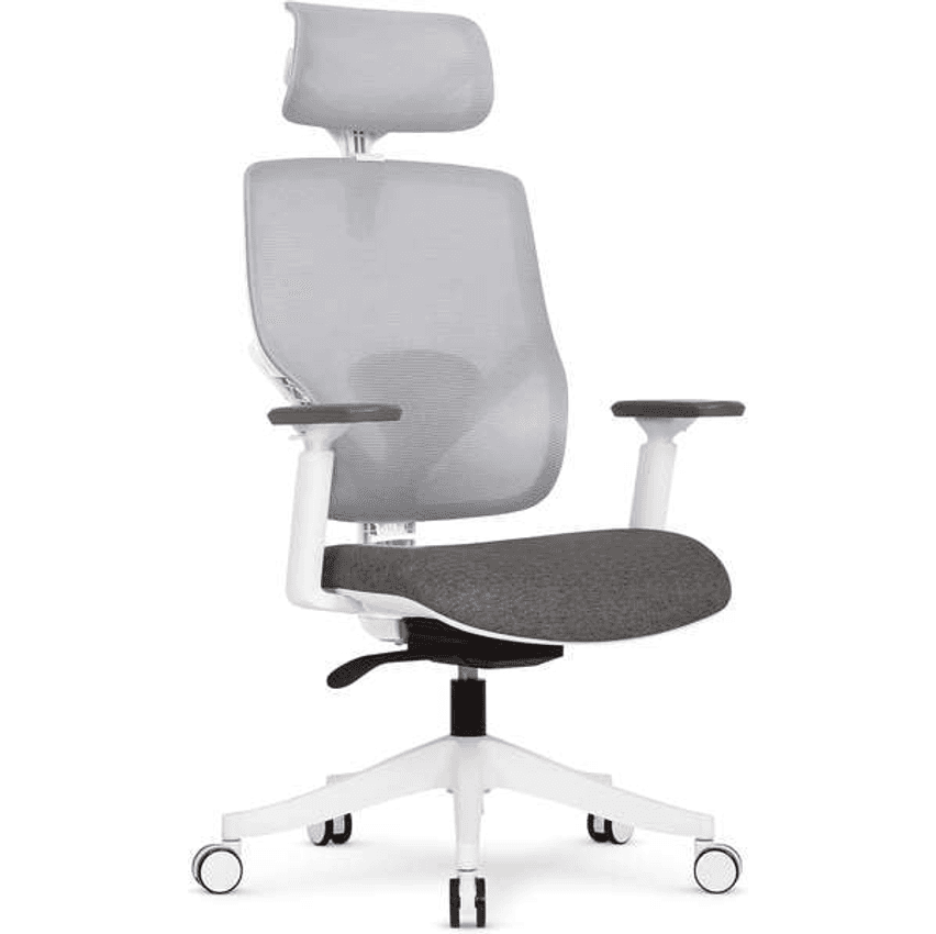 Cadeira Office DT3 Yura, ergonomica em Mesh Vintex-Y™+Tecido DT3 UltraSoft ™, apoio de cabeça 2D, braços 2D, ajuste manual de altura, suporta até 120kg e altura máx. de 1,75m(Grey)