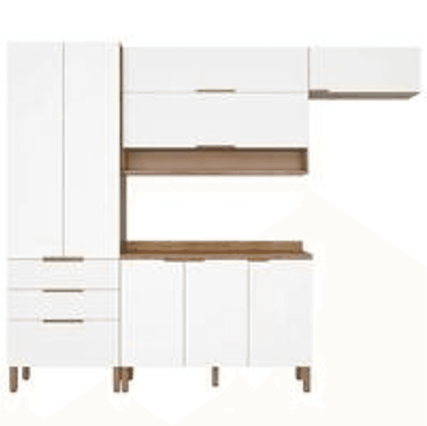 Cozinha Compacta Bartira Topázio UP com 8 Portas, 3 Gavetas e 5 Prateleiras - 262,5cm de largura