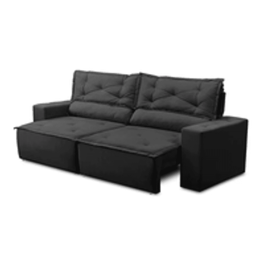 Sofá Retrátil E Reclinável 2 Lugares Com Molas 1,50m Livia Suede Preto Adonai Estofados