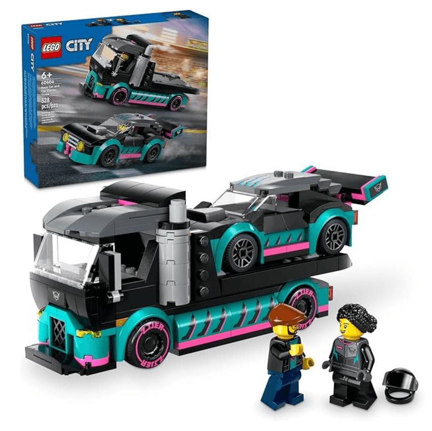 LEGO Set City Great Vehicles 60406 Carro de Corrida e Camião de Transporte 328 peças