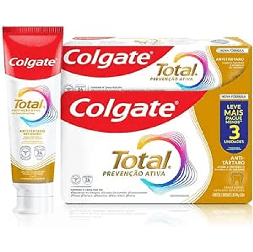 Colgate Creme Dental Total 12 Anti Tártaro 3 Unid 90G