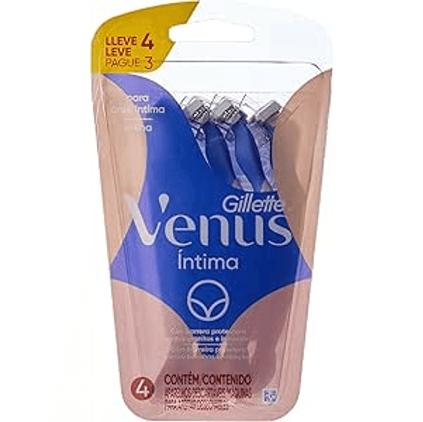 Gillette Venus Íntima, Aparelho de Depilação Íntima Feminino Descartável, 4 Uds