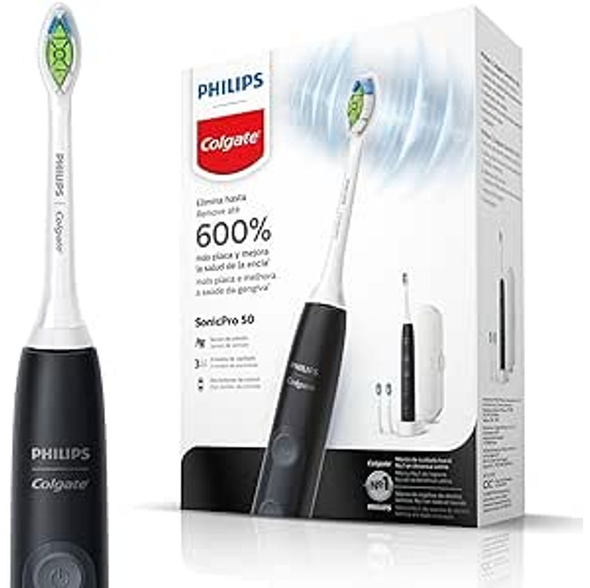Colgate Philips Sonic Pro 50 - Escova De Dente Elétrica Recarregável Bivolt Com 2 Refis E Estojo De Viagem