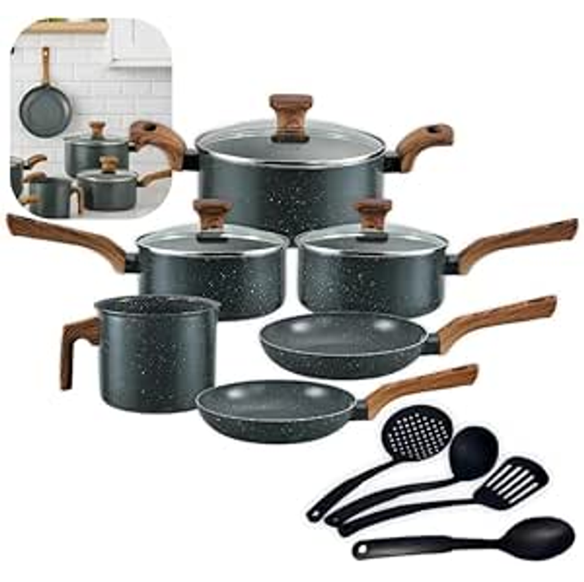 Jogo De Panelas Pratic Cook Granito Indução Mimo Style Cerâmica 10 Peças