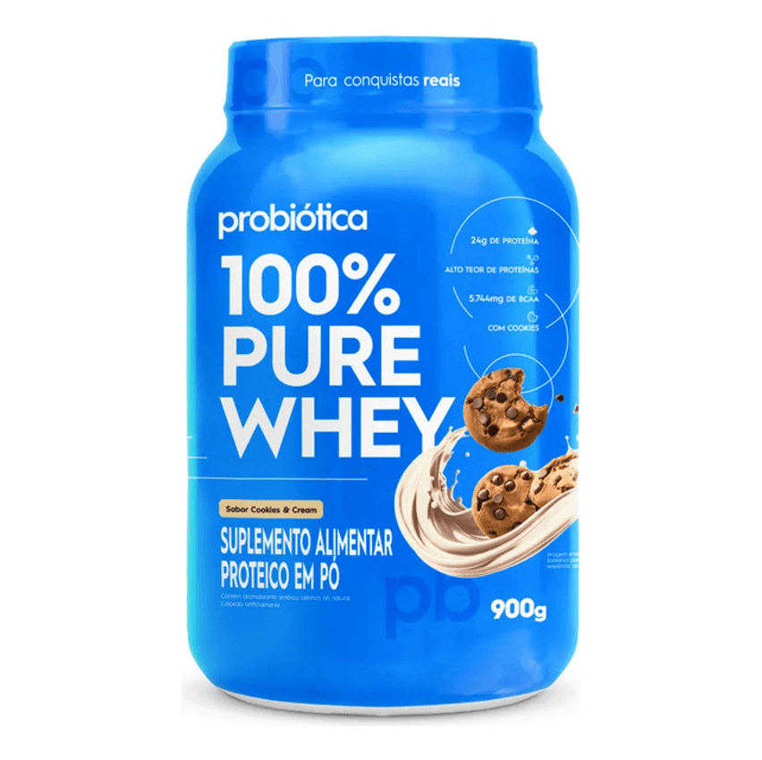 100% Pure Whey - 900g Cookies & Cream - Probiótica