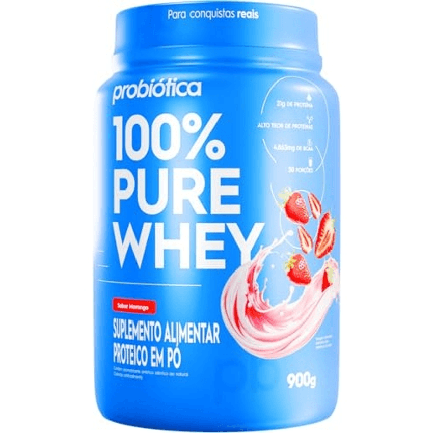 100% Pure Whey (900g), Morango, Probiótica