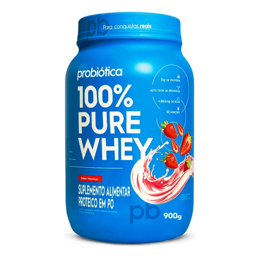 100% Pure Whey Morango 900g Probiótica
