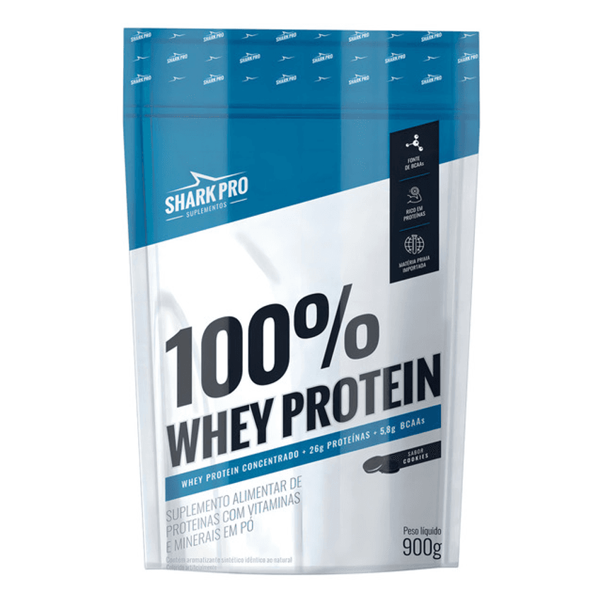 100% Whey Protein - 900g Refil Cookies - Shark Pro