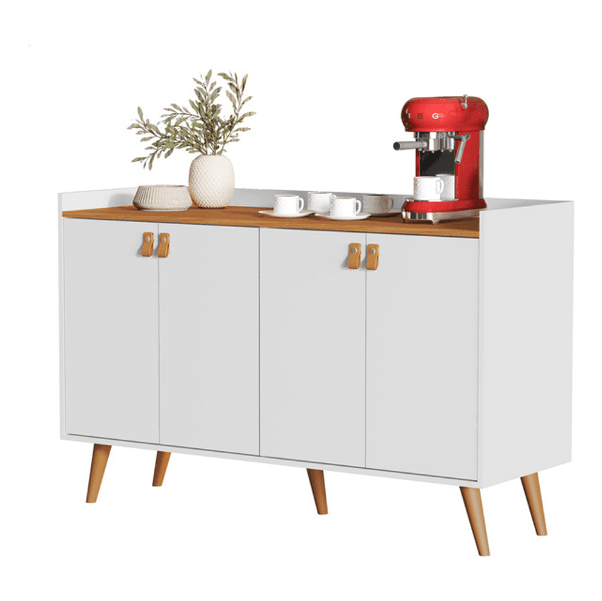 Aparador Sala Retrô Pés Palito Luana 4 Portas - Lojas K7