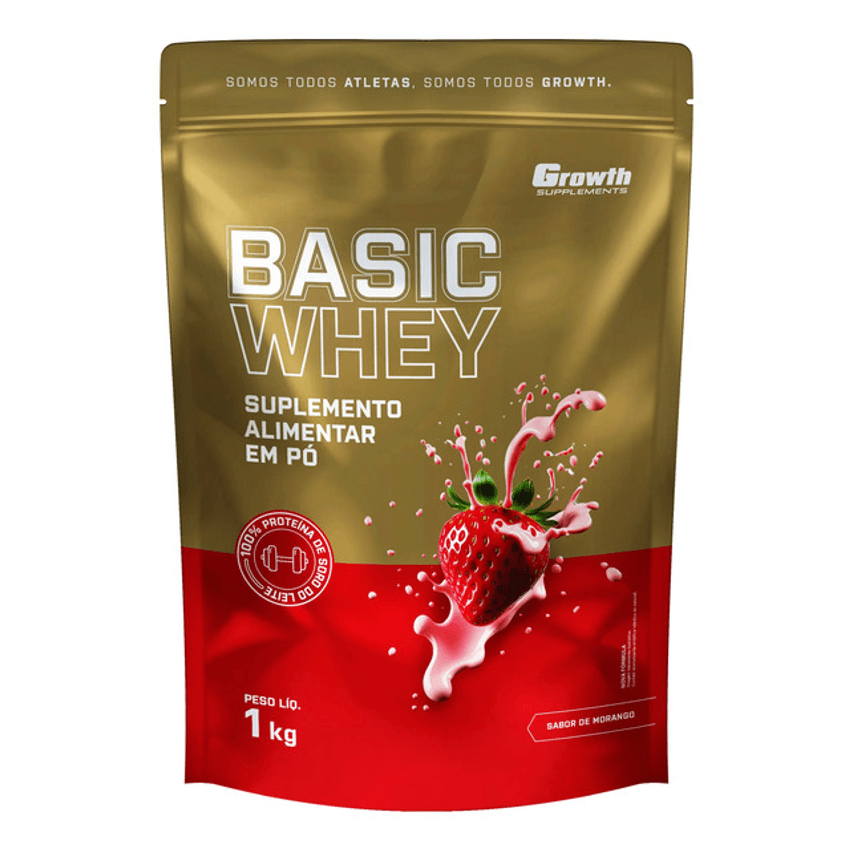 Basic Whey 1kg Growth Supplements Morango