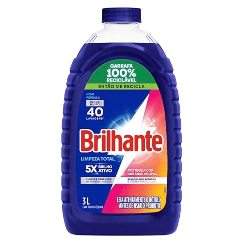 Brilhante Limpeza Total - Lava Roupas Líquido 3L