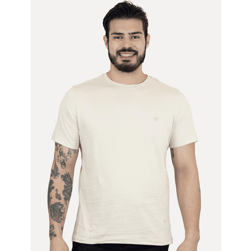 Camiseta Dudalina Essentials Modal Logo Cáqui Médio