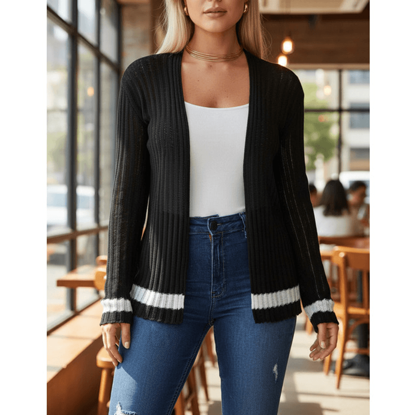 Casaquinho Feminino Canelado Fashion Coringa