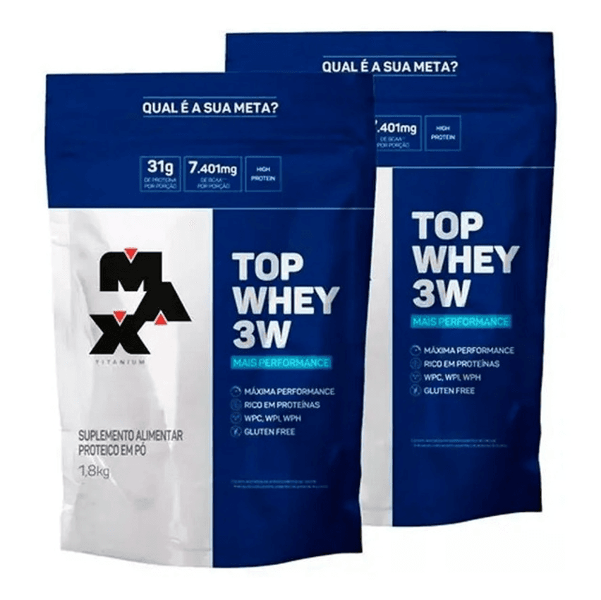 Combo 2 Top Whey 3w - Max Titanium - 1,8kg - Refil