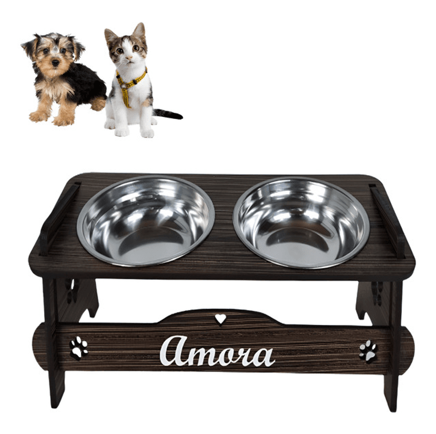 Comedouro Personalizado Pet Elevado Tigelas Inox