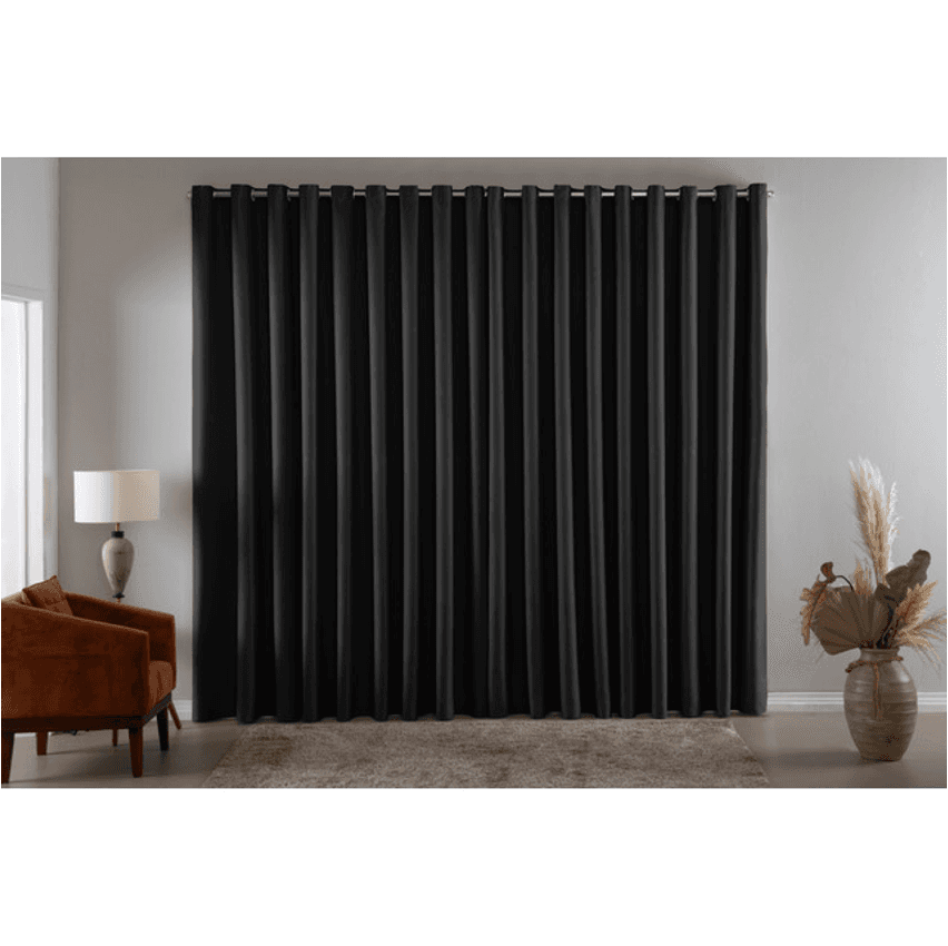 Cortina Blackout Em Tecido 2,00x1,80 Corta Luz Preta