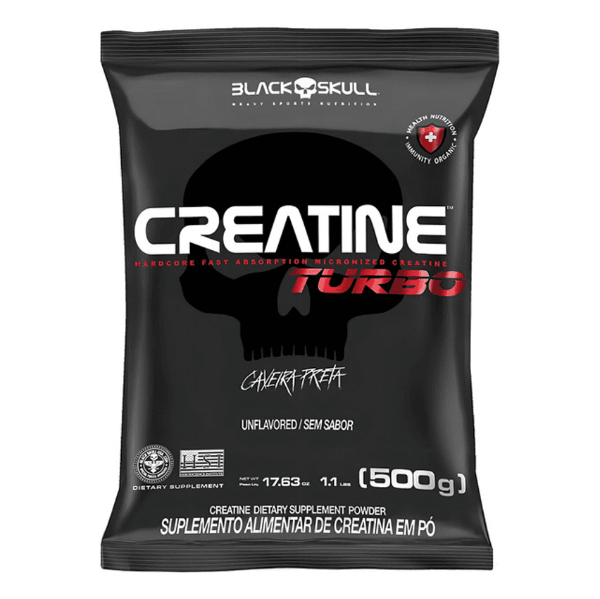 Creatina Turbo Refil 500 G Black Skull Sem Sabor