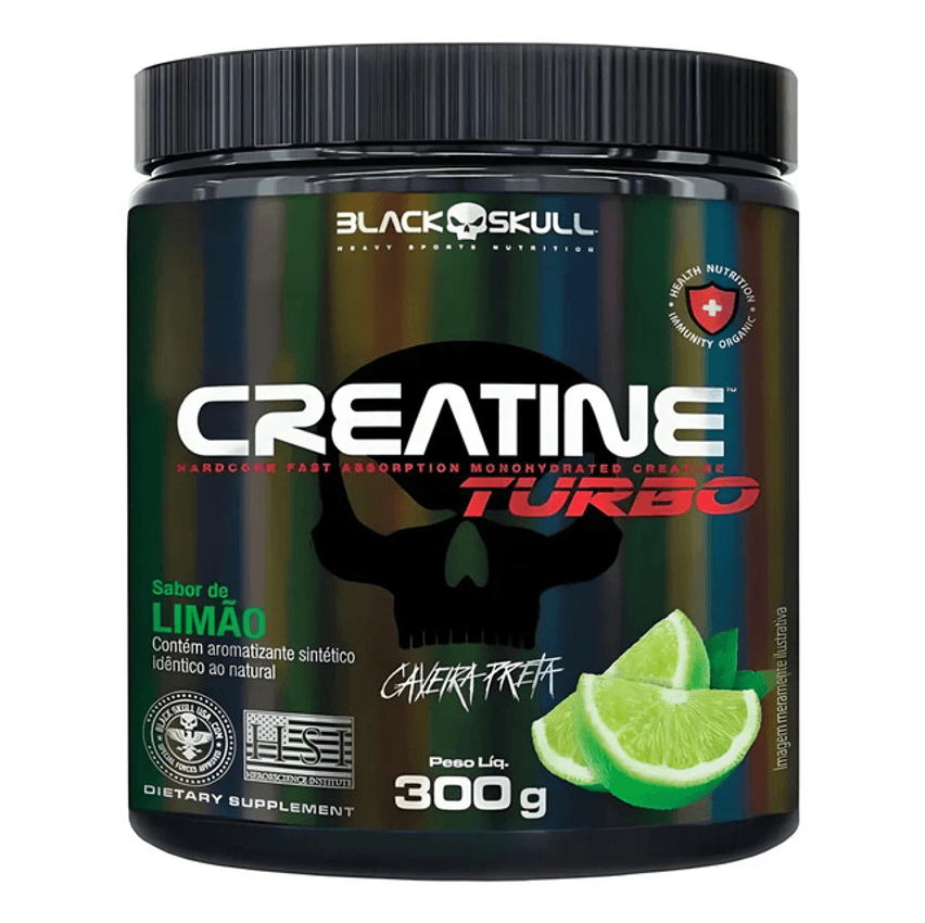 Creatine Turbo 300g Black Skull Limão - Força Muscular