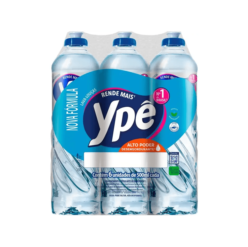 Detergente Ypê Clear 500ml Com 6 Unidades