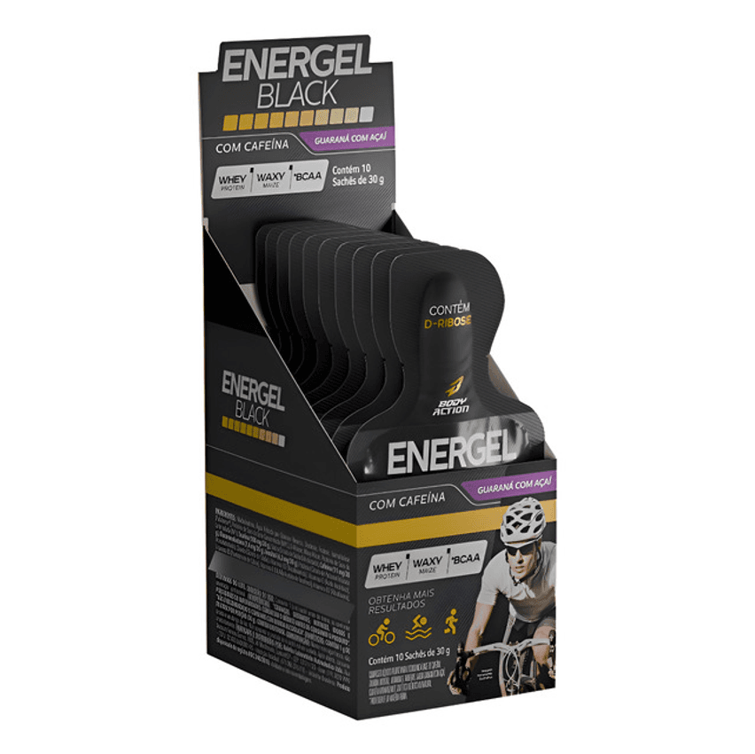 Energel Black 10 Sachês Gel Energético - Bodyaction