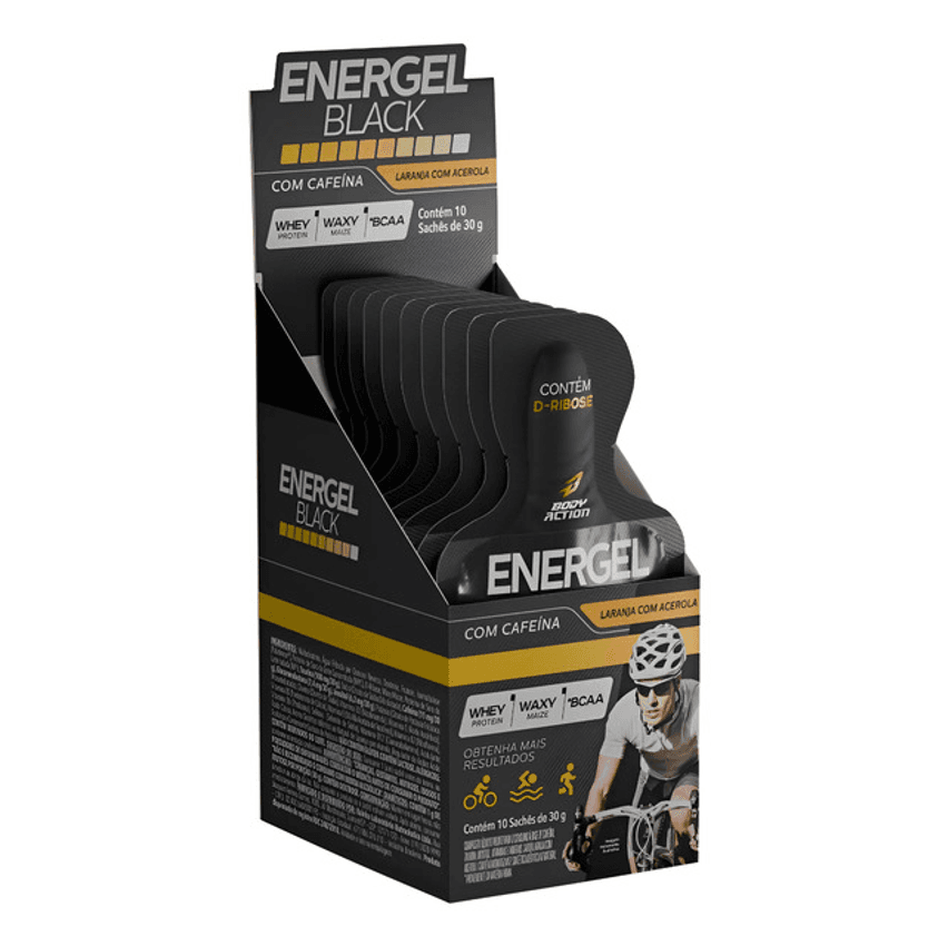 Energel Black 10 Sachês Gel Energético - Bodyaction