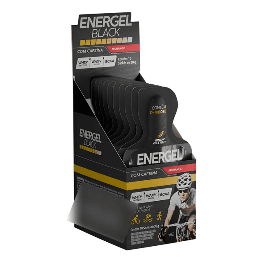 Energel Black 10 Sachês Gel Energético - Bodyaction