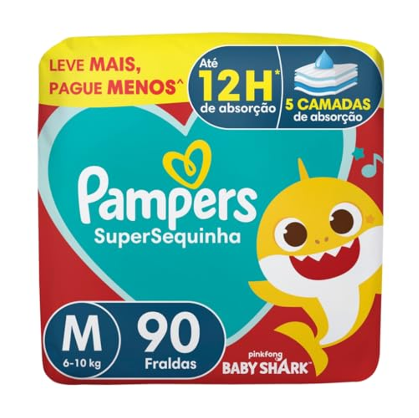 Fralda Pampers Supersequinha Tamanho M 90 Unidades