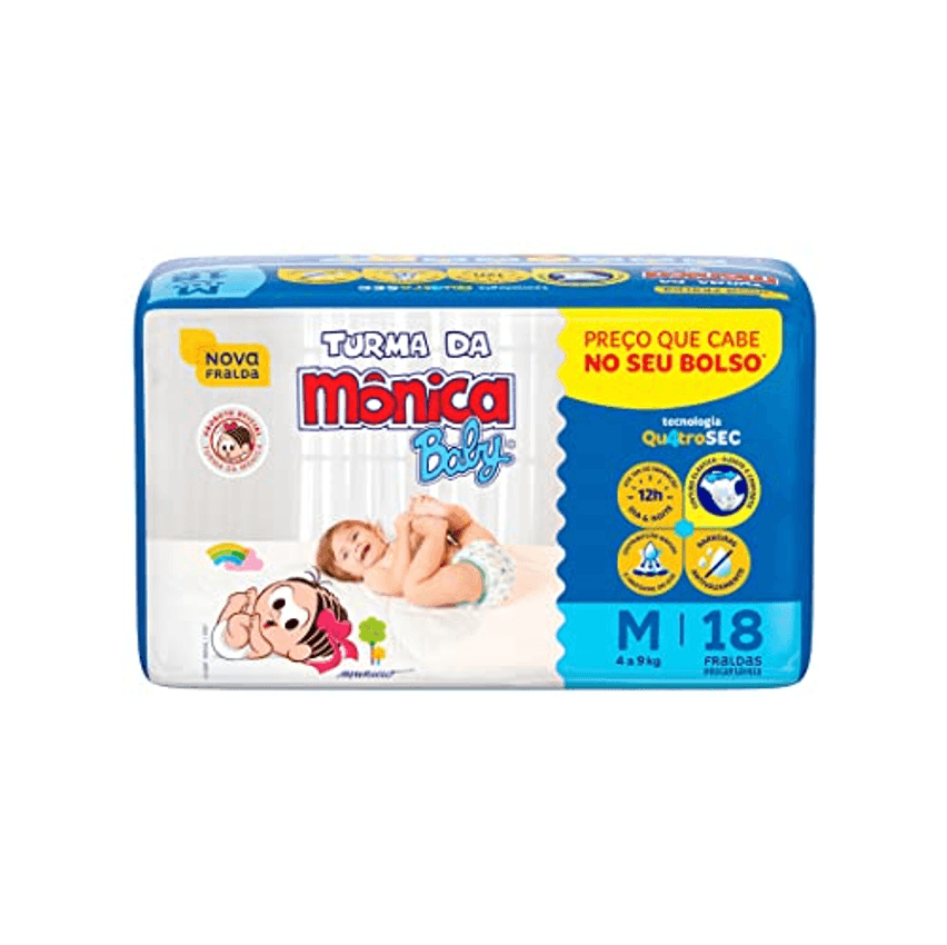 Fralda Turma da Mônica Baby Jumbinho M 18 Unidades