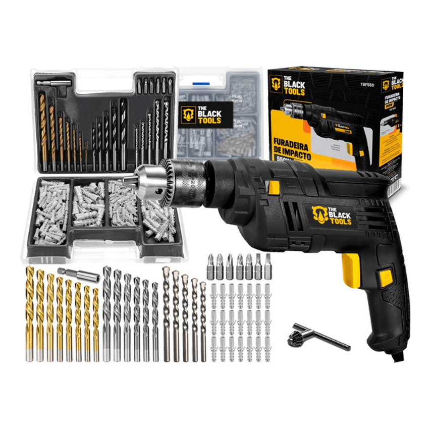 Furadeira De Impacto 3/8 Pol. 10mm 550w + Kit 300 Peças