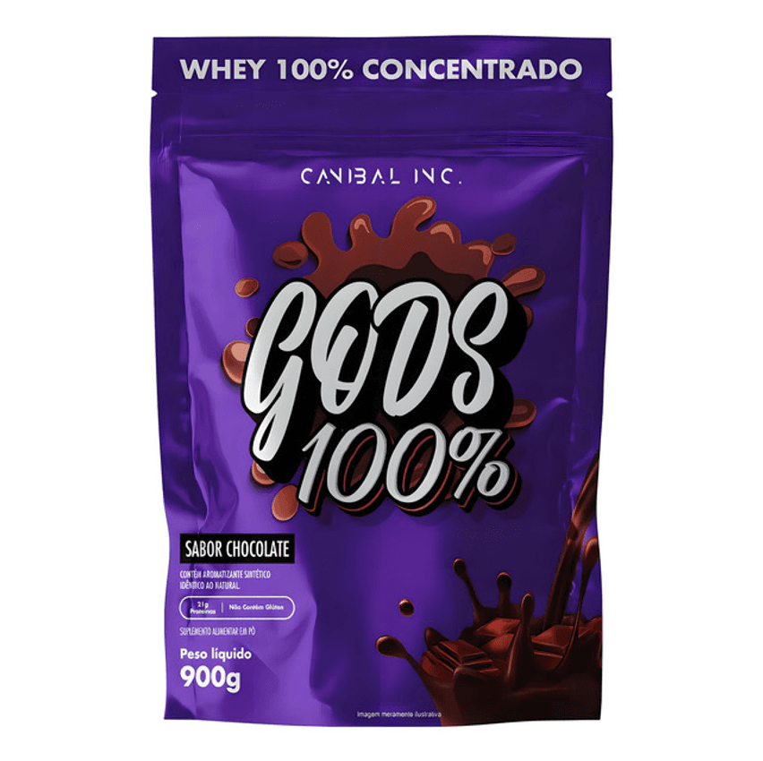 Gods Whey Protein 100% Refil 900g Chocolate - Canibal Inc