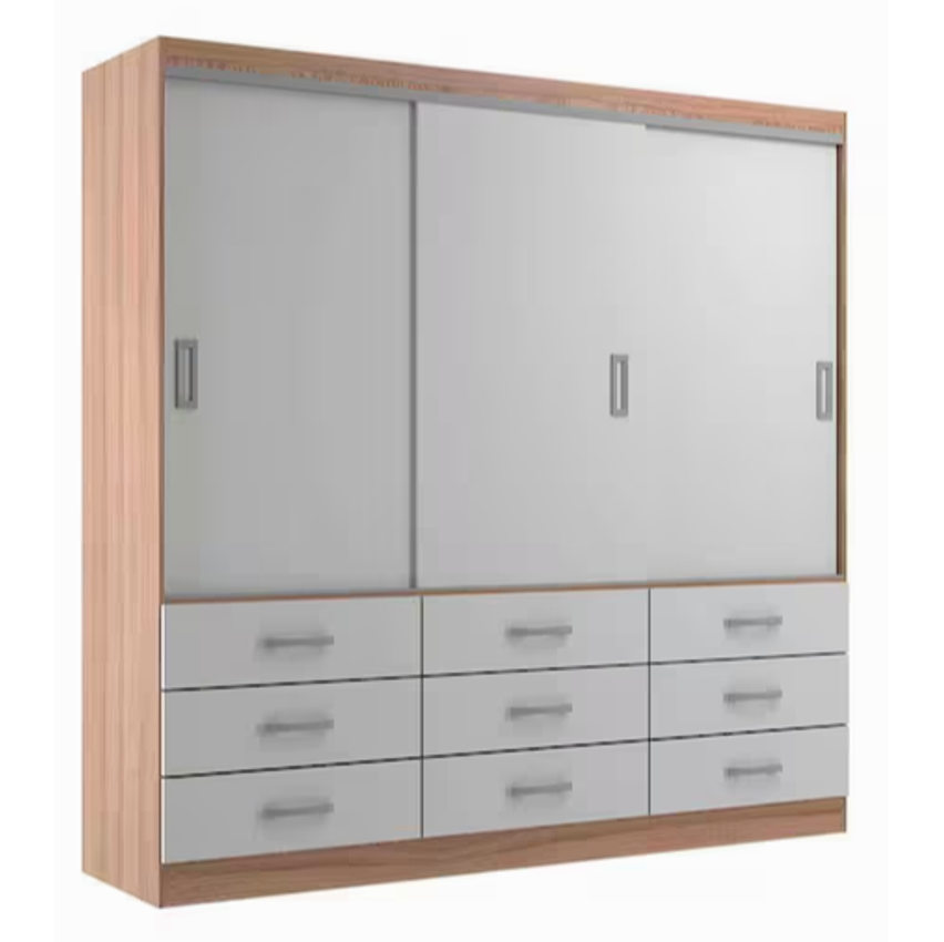 guarda-roupa casal isabela 3 pt 9 gv off white - Marrom