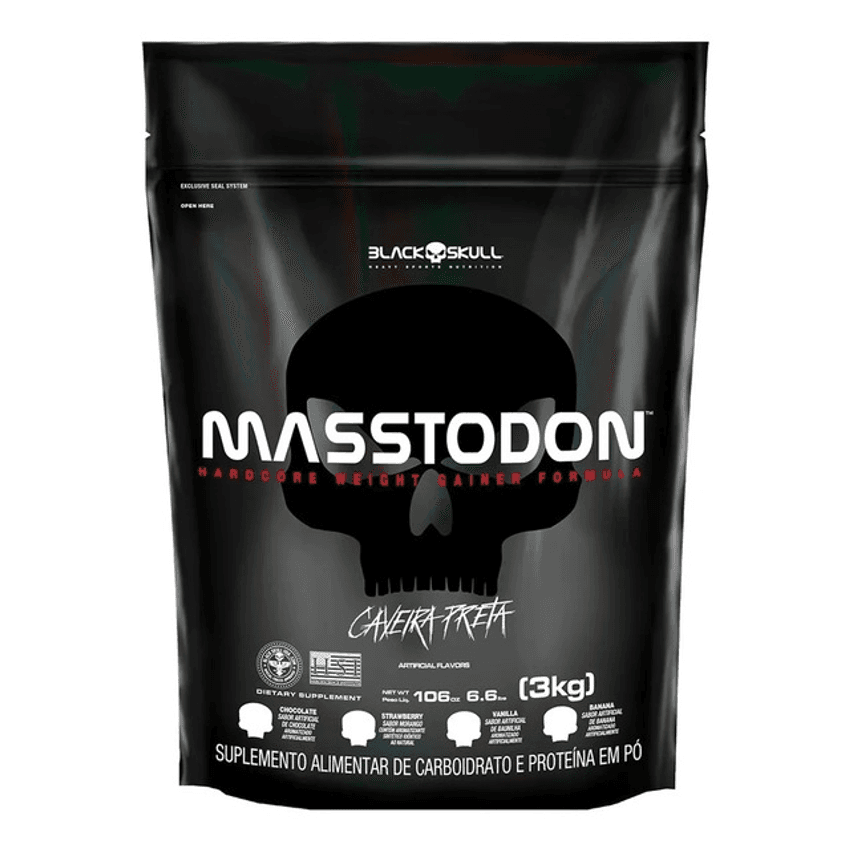 Hipercalórico Masstodon 3kg Black Skull Sabor Baunilha