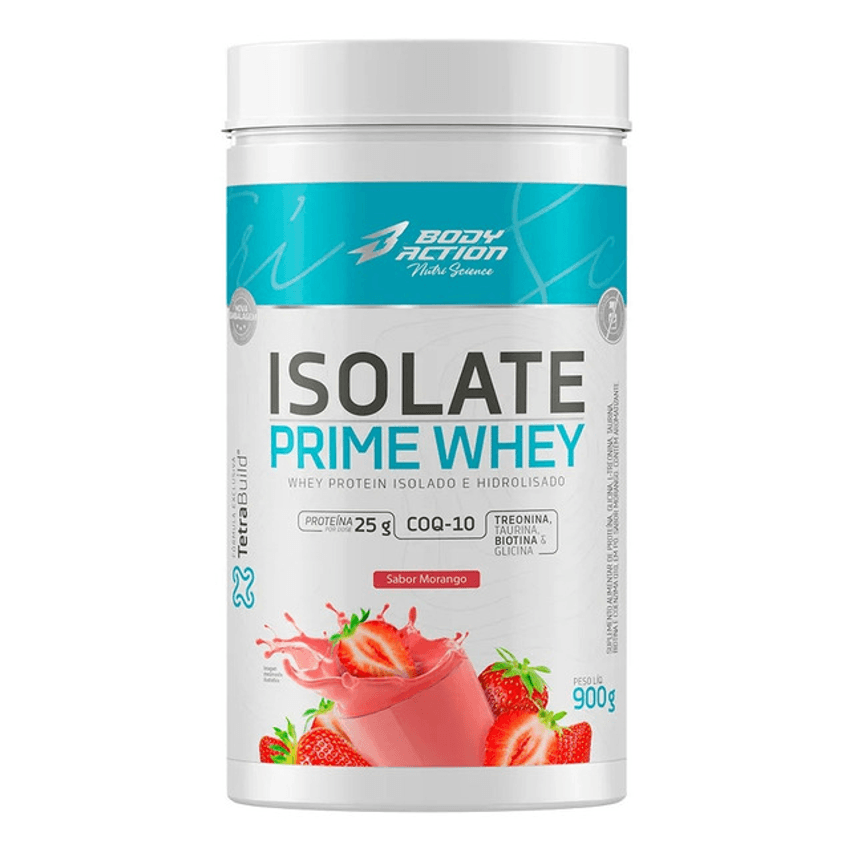 Isolate Prime Whey 900g - Sabor Morango - Body Action