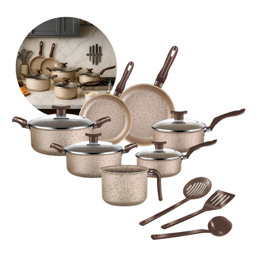 Jogo De Panelas Antiaderente 10 Peças Teflon bianco