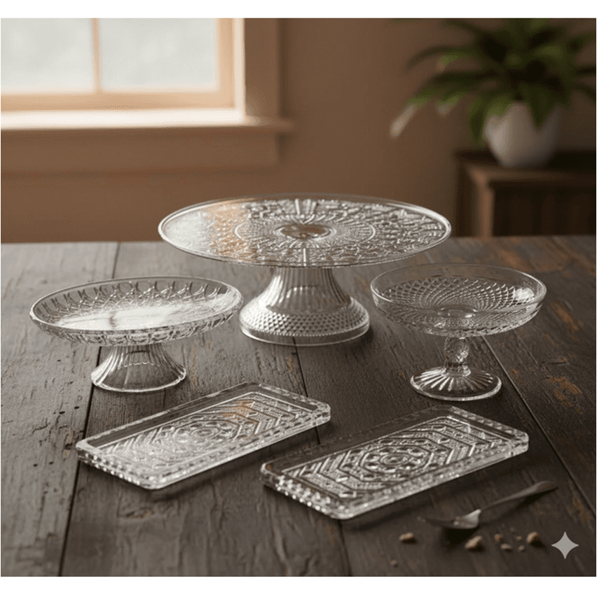 Kit 1 Boleira 30cm + 1 Doceira 19cm + 1 23cm + 2 Bandejas