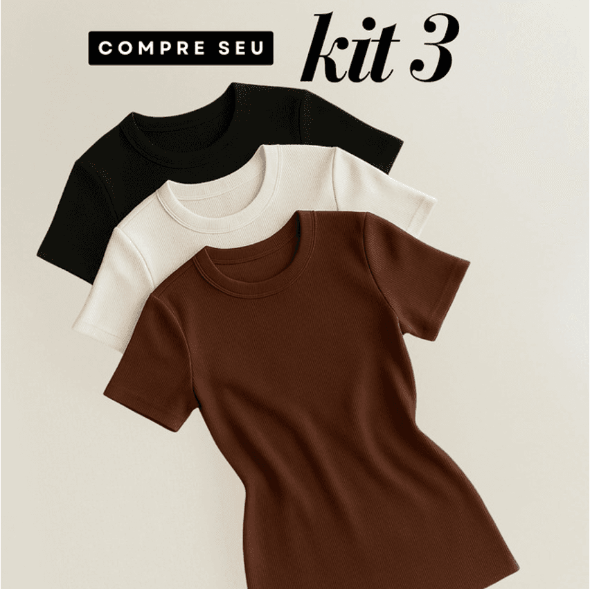 Kit 3 Blusas Feminina Ribana Canelado Básica Casual