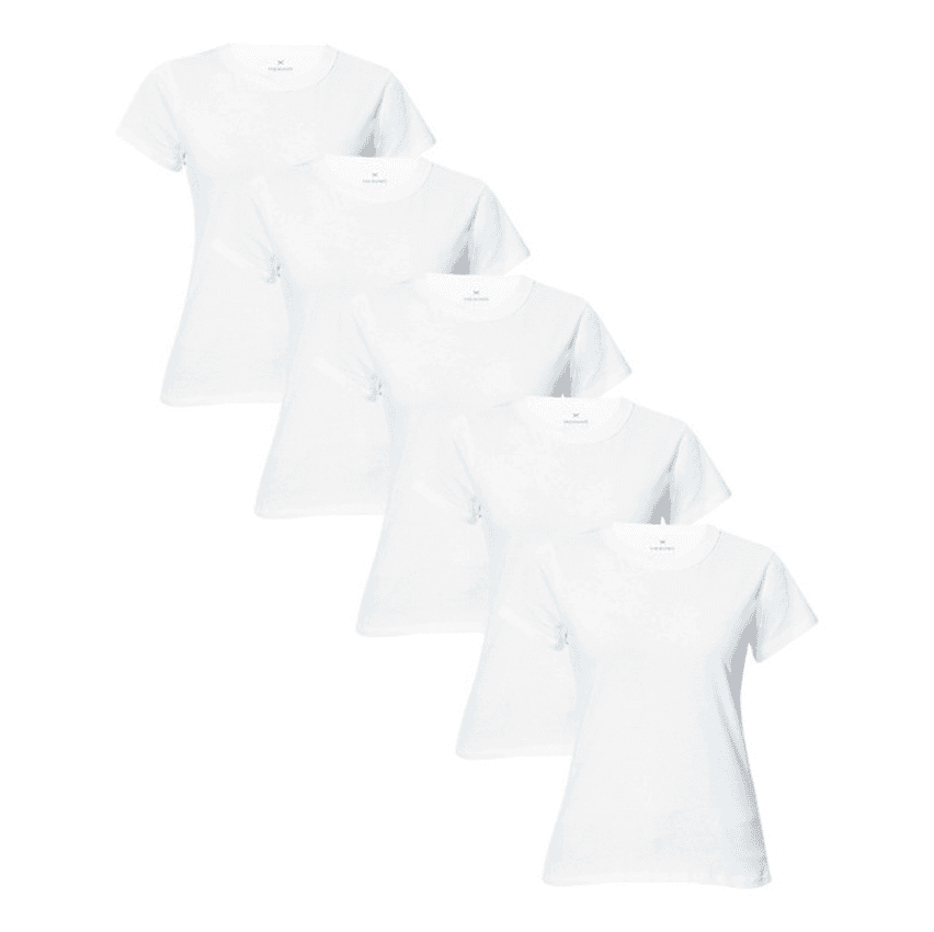 Kit 5 Camisetas Feminina Manga Curta Branca Hering