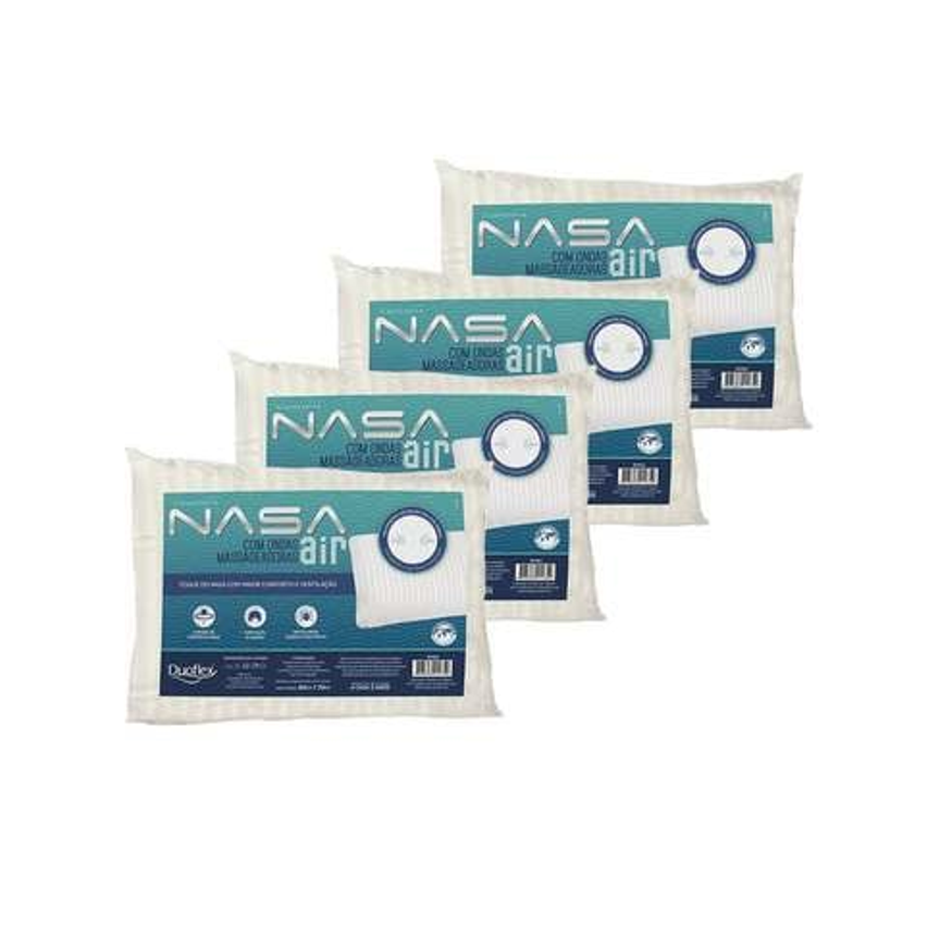 Kit com 4 Travesseiros Nasa Air Duoflex 47X65CM Bege