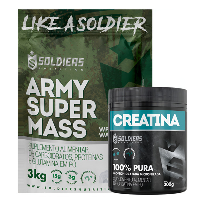 Kit: Creatina 300g + Hipercalórico 3kg Soldiers Nutrition
