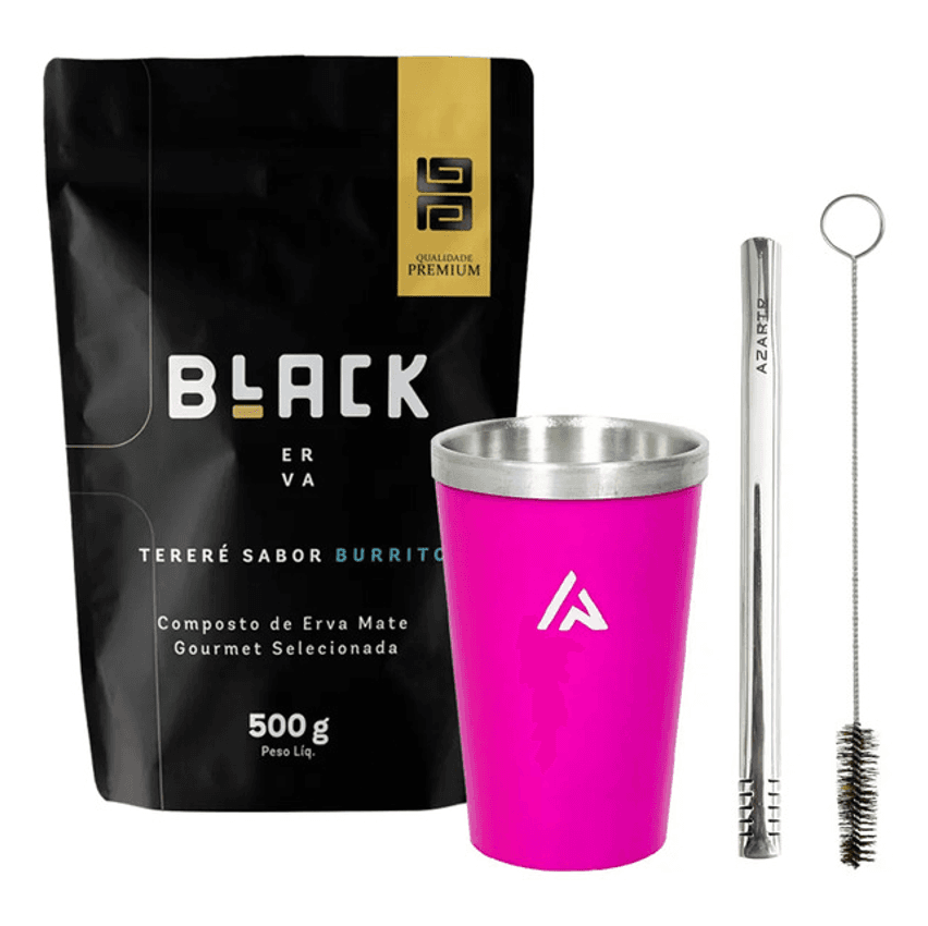 Kit Tereré Copo Cuia + Bomba + Pacote 500g Black Erva
