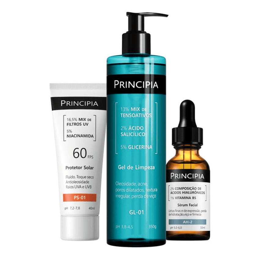 Kit Trio Limpeza, Hidratação E Proteção Solar Gl + Ah + Ps