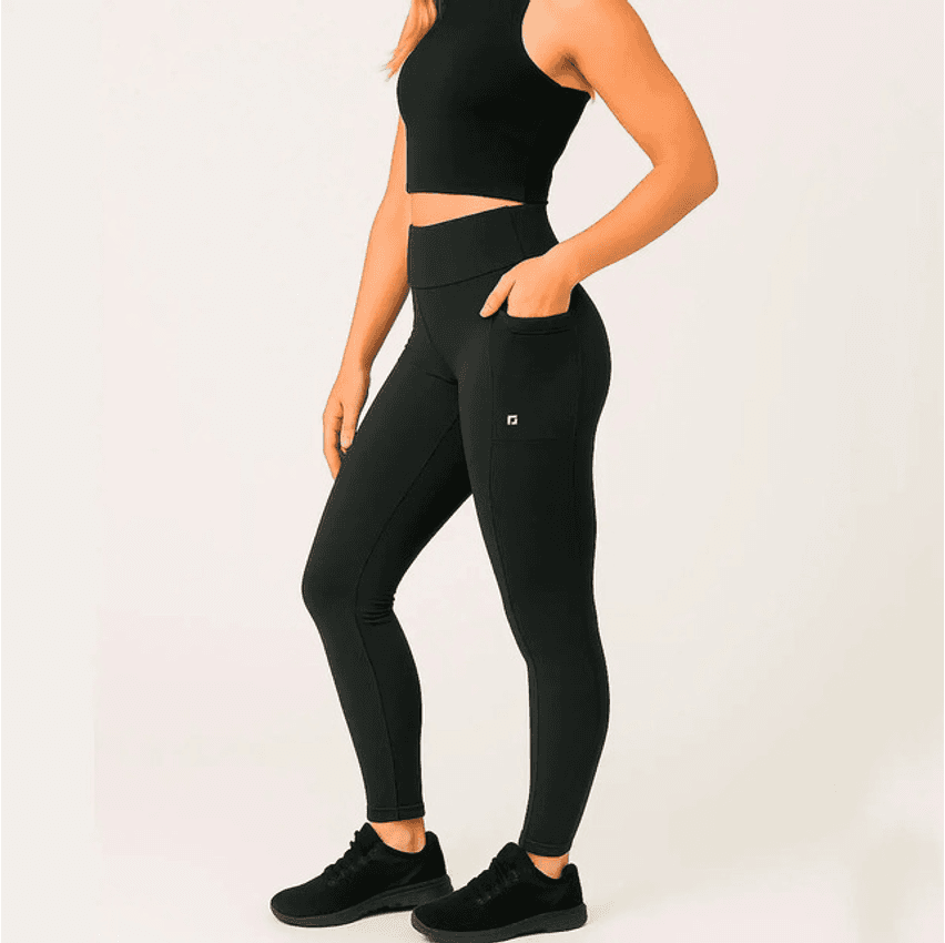 Legging Preta Com Bolsos Blackout Zero Transparência
