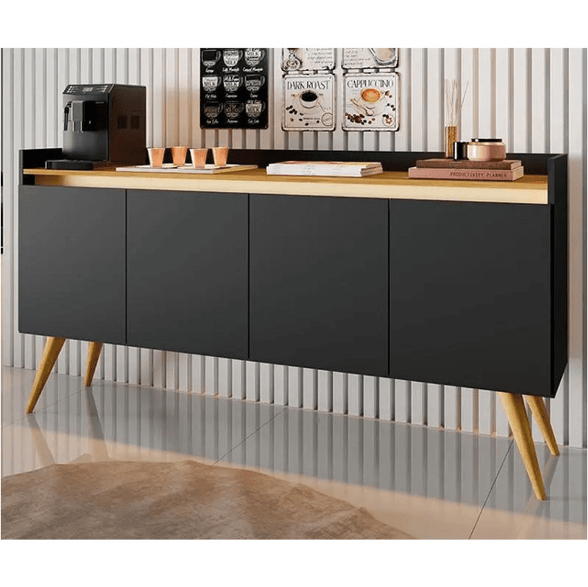 Móveis Primus Buffet Gold 4 Portas Preto/mel