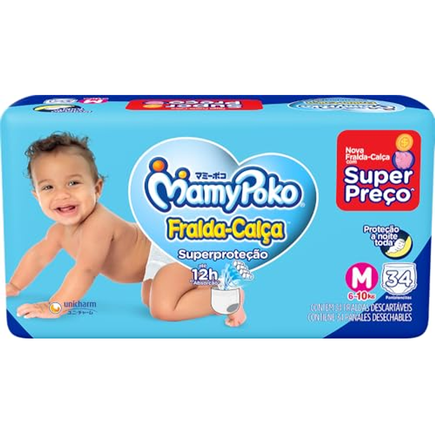 MamyPoko Fralda-Calça Superproteção M 34 Unidades